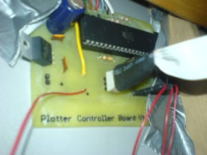 Plotter - Controller Board Unser selbstgeätztes Cotnrollerboard für den Plotter. Wurde schon mit dem Plotter gemacht, allerdings hing er da noch an einem Dev-Board.